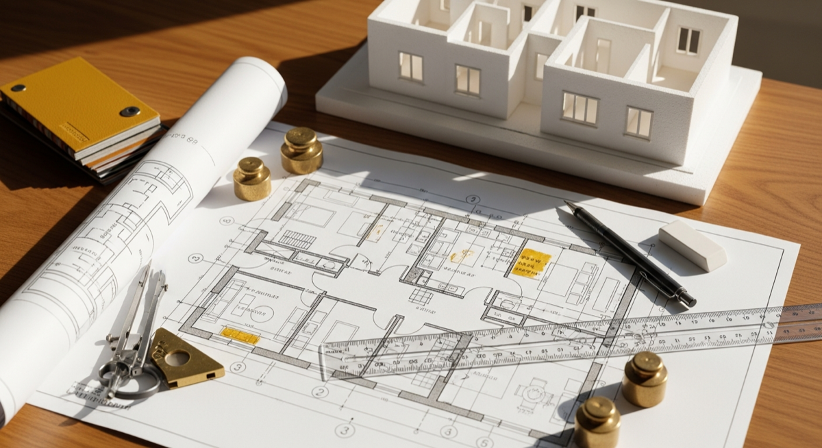 Guida pratica per il primo frazionamento immobiliare: planimetria architettonica, strumenti di misura e modello edificio